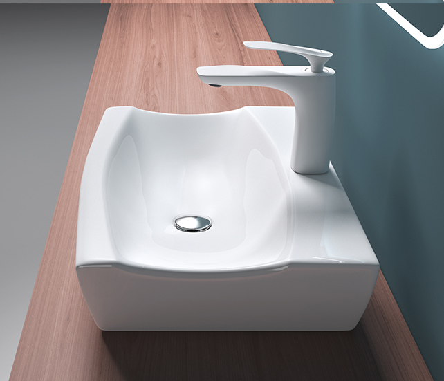 Keramik Aufsatz Waschbecken Waschschale weiß Waschtisch Waschplatz NANO