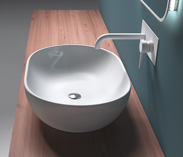 Keramik Waschbecken Aufsatzwaschbecken weiß Waschschale Waschtisch NANO