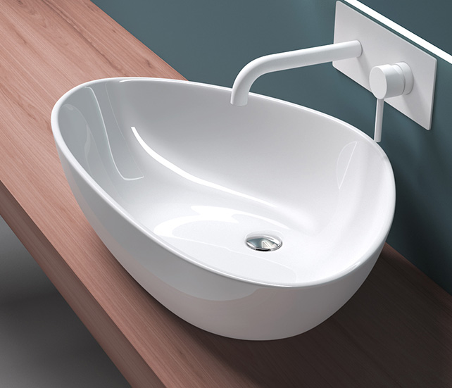 Keramik Waschschale Wandmontage weiß Waschbecken Waschtisch