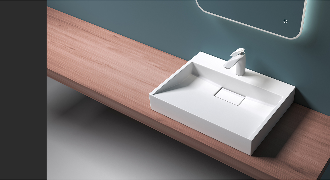 Mineralguss Aufsatzwaschbecken Hänge Gussmarmor Waschbecken Weiß